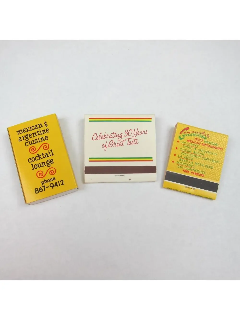 3 Vintage Matchbooks El Gaucho El Torito Consuelos California Mexican Restaurant
